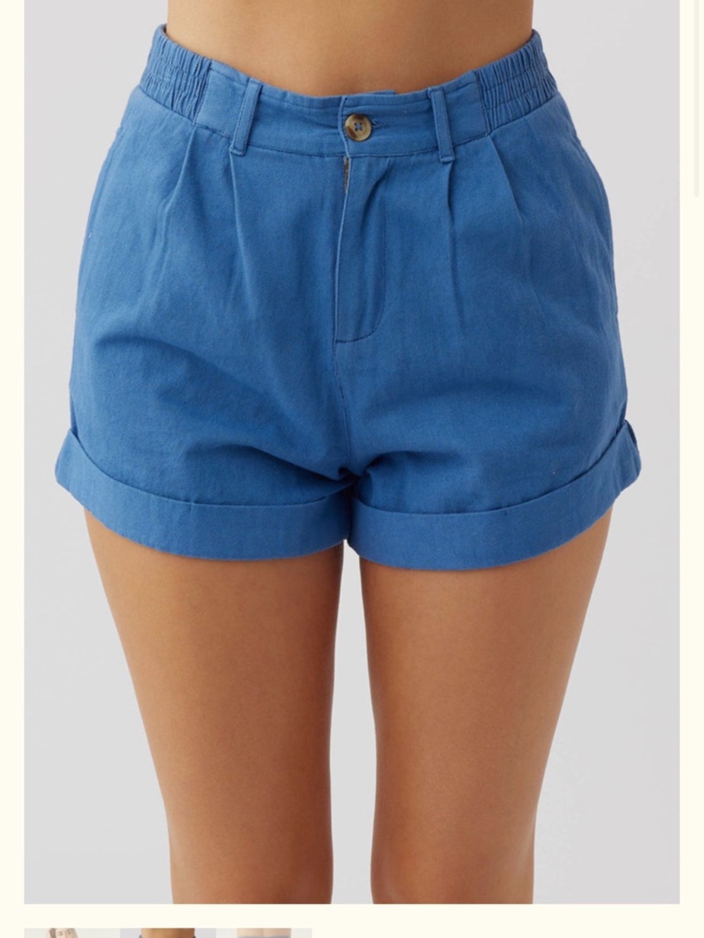 O’Neill Blue Women's High-Waist Cuffed Shorts Size M